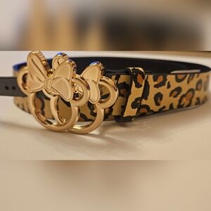 Disney Minnie Mouse Gold and Black Leopard Women's Belt Size L